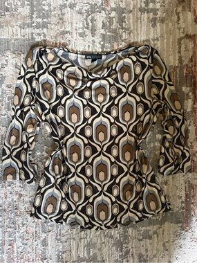 I.N. Studio Y2K Geometric Mesh Top Made in USA